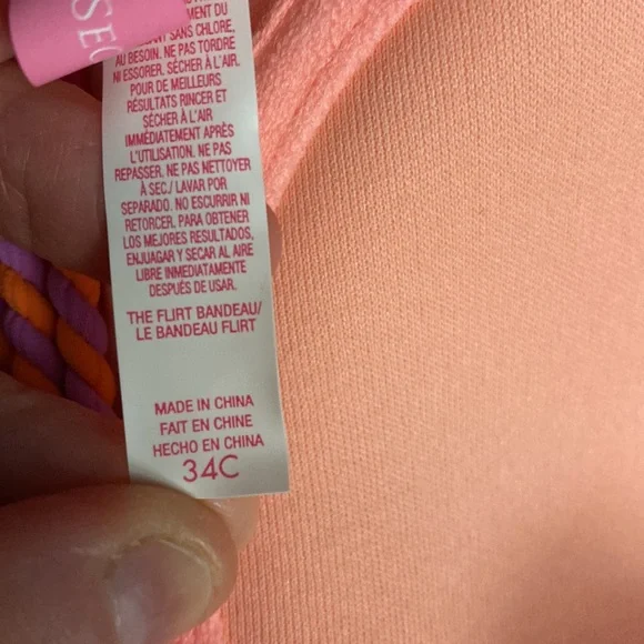 NWOT Victoria Secret strapless push up orange lavender strap bra bikini top - Picture 4 of 5